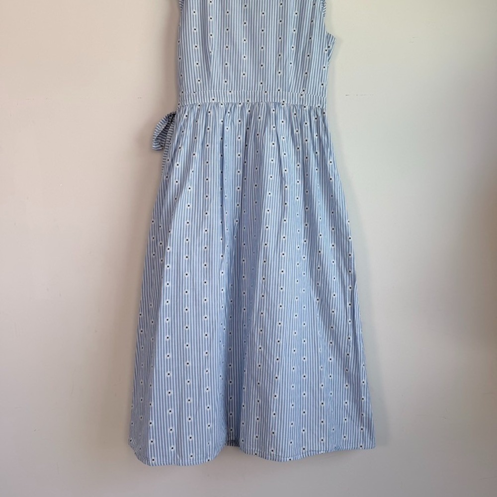 Loft Floral Striped Wrap Midi Dress Cotton Small Cottagecore Preppy Coquette - Picture 7 of 9